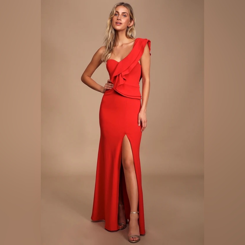 Lulus Ruffle One Shoulder Formal Dress - Picture 4 of 4